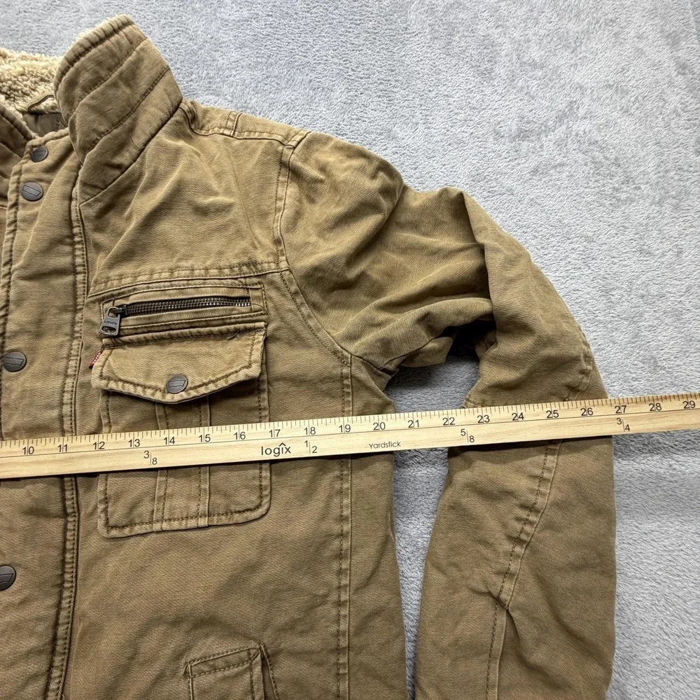 Levi's Jacket Mens Small Brown Canvas Sherpa Collar Quilted Lined Workwear Warm‎